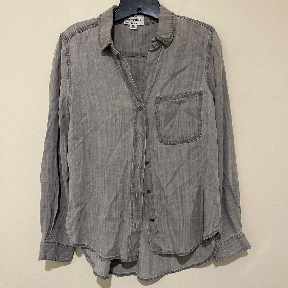 For The Republic Light Gray Denim Shirt